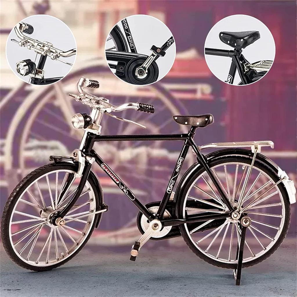 2025 New 51 Pcs DIY Retro Bicycle Model Ornament For Kids, Creative 1:10 Simulation Mini Bicycle Model Scale Kit With Inflator and Briefcase, Finger