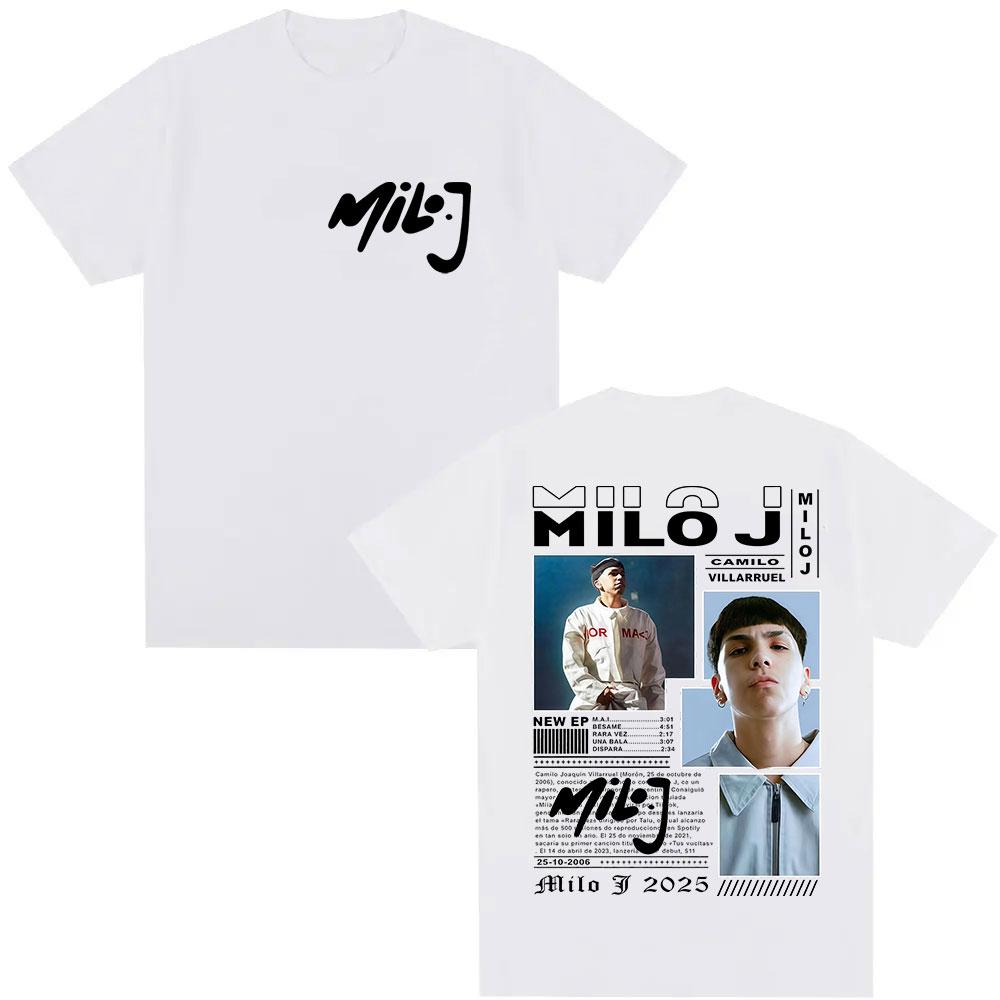 Camiseta Gráfica Unisex de Rapper Milo J Camilo Villarruel Tour 2025 para Mujer Vintage Hip Hop Moda Camisetas de Algodón Oversize Streetwear