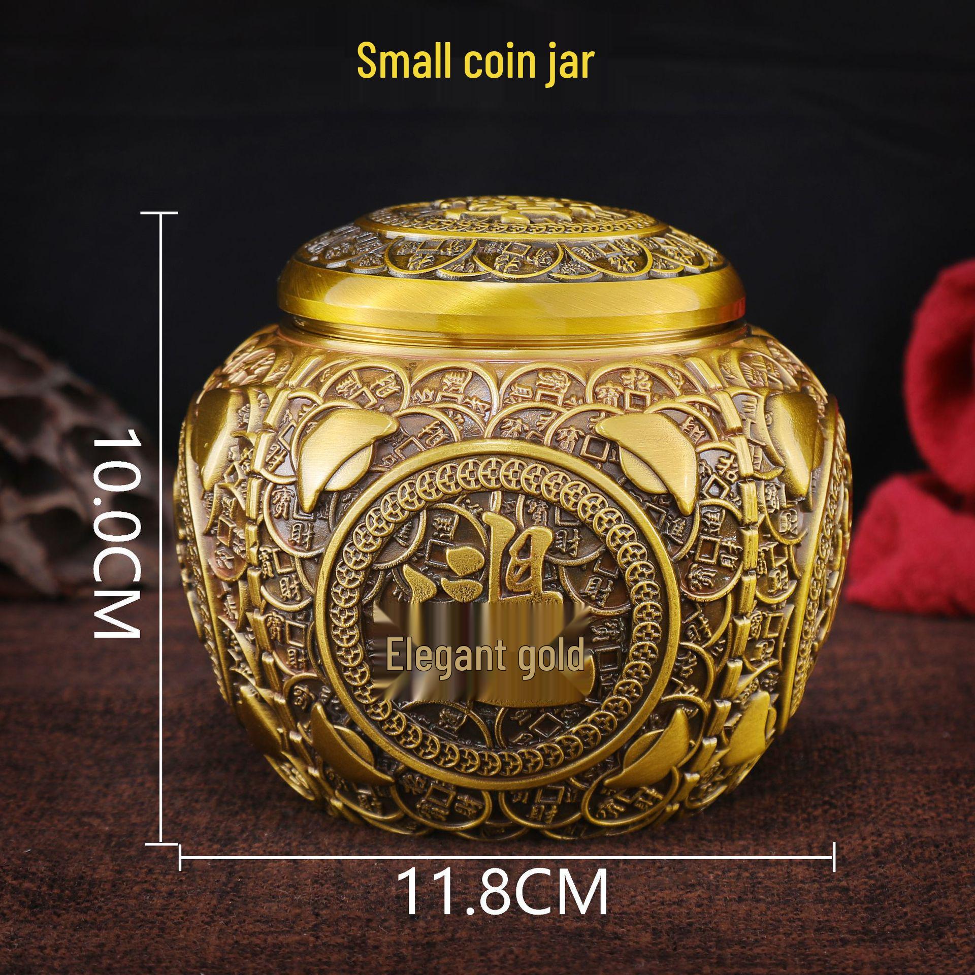 Kangxi & Qianlong Brass Tea Caddy: Large Sealed Tea Storage Jar & Living Room Ornament