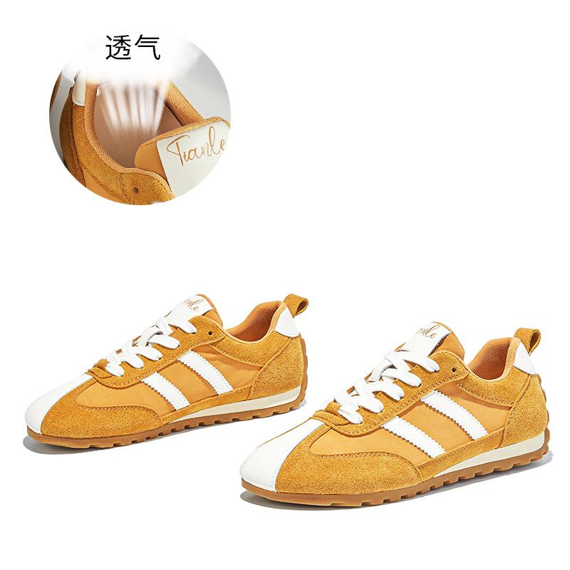 Leather retro German training shoes women's 2025 autumn new shoes women's shoes versatile flat-soled sports shoes casual Forrest Gump shoes