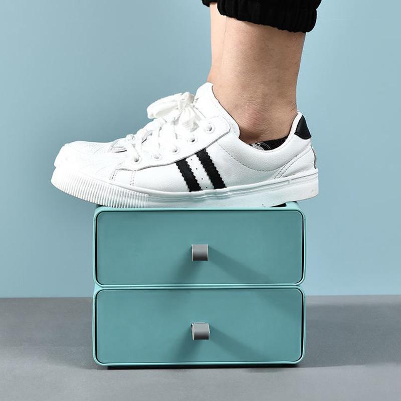 Desktop Stackable Organizer Drawer Office Accessories Colorful Storage Box Makeup Plastic Storage Container Bathroom Storage 1Pc