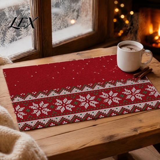 Table Mats for Hot Dishes 12.6" X 17.7" Christmas Placemats, Washable Place Kitchen Festive Decor Gifts Dining Table, Heat Resistant Holiday