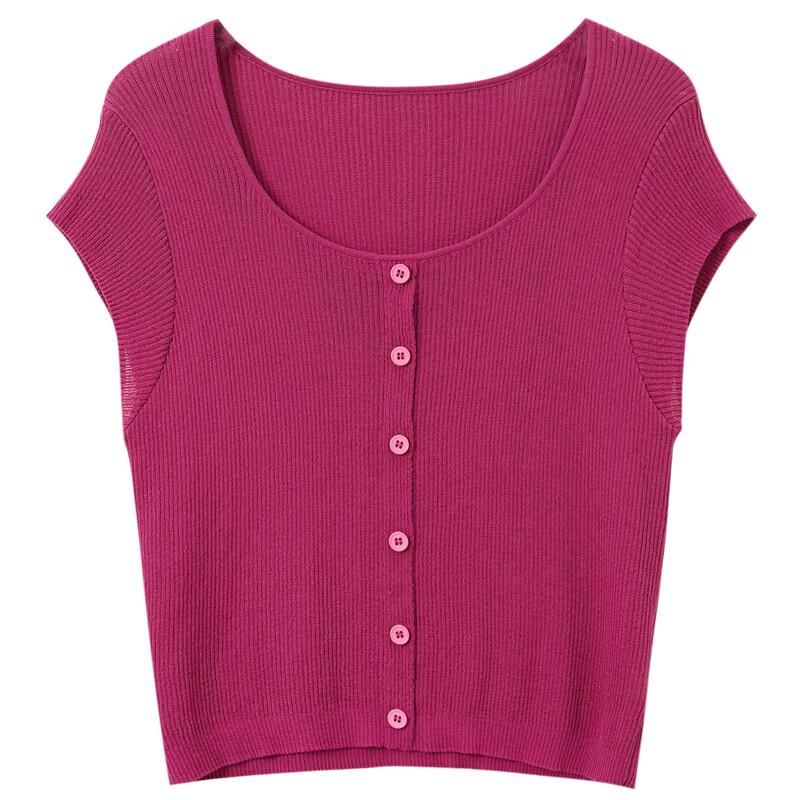 Sancai Women's 2025 Summer Slim-Fit Short Sleeve Knit Pullover Top