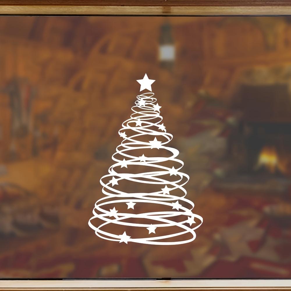 Christmas Tree Window Sticker High Quality PVC Self-Adhesive Glossy Finish Holiday Decoration with Star Accents,Decorative Decal