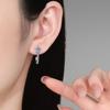 Sterling Star Stud Earrings With Moissanite CZ Pave Delicate U-Shaped Five-Point Women Office Chic Daily