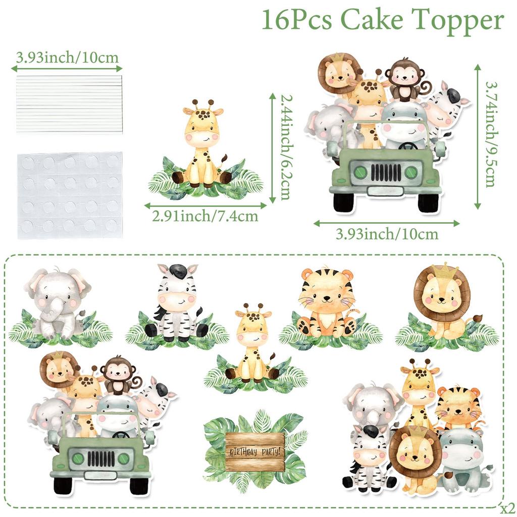 Dinosaur Paper Cake Insert Topper Ice Cream Butterfly Farm Birthday Party Decor Kids Dessert Insert Jungle Animal Cake Topper