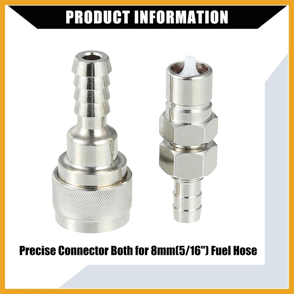 5/16" Boat Fuel Connector Male Female and Locking Nut for Tohatsu for Nissan 2/4-Stroke Outboard/Marine Boat Motor Fuel Tank Connector/Stainless