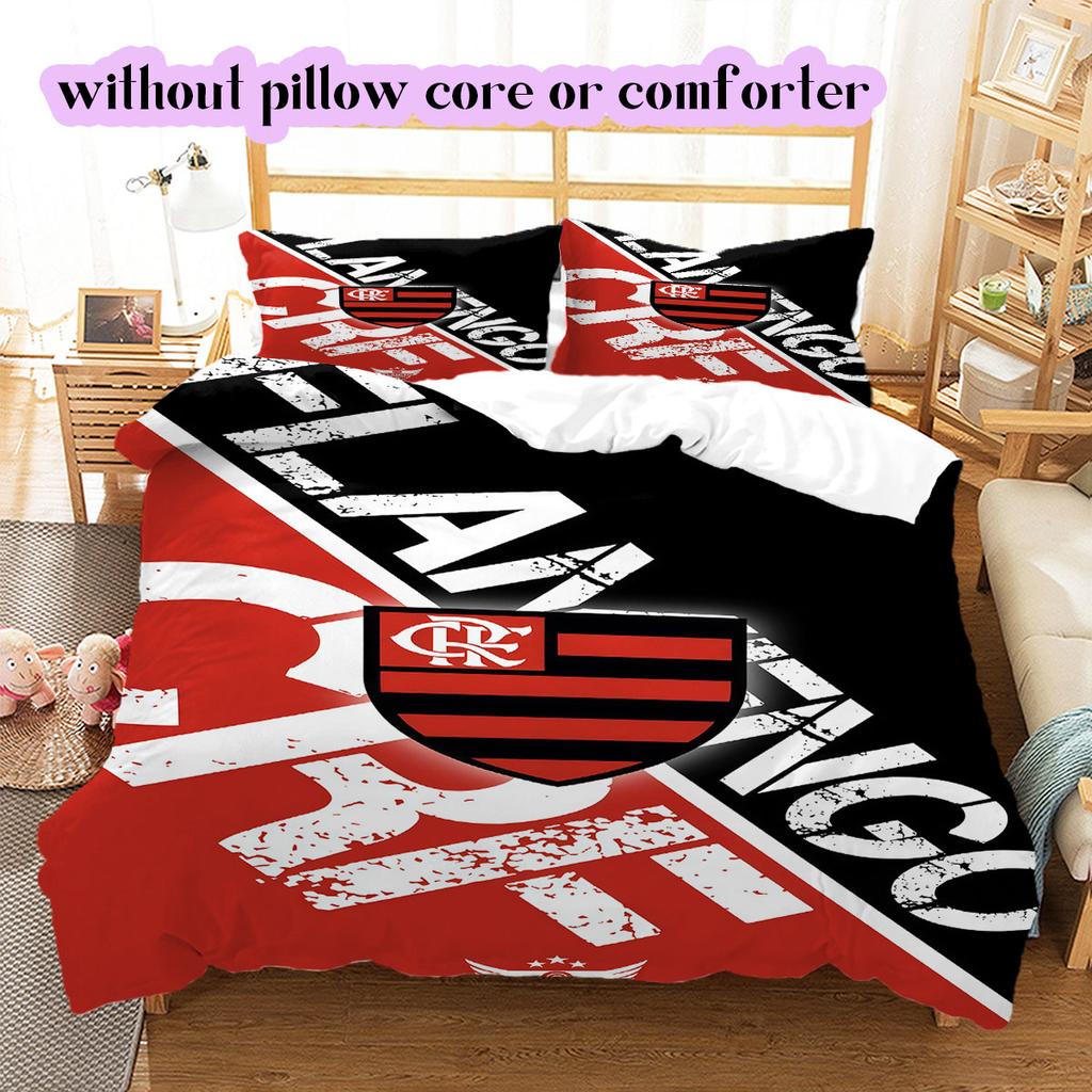 Flamengo football soccer Pattern Bedding,Quilt Set Quilt Cover Pillowcase Home Birthday Gift (1*duvet cover+2*pillowcase,without core)