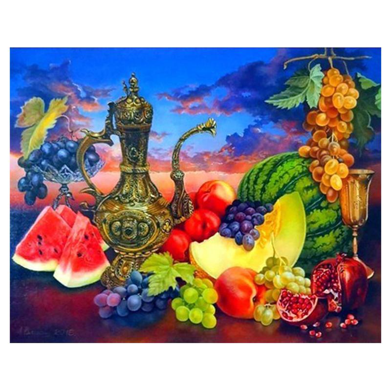 5D Diy Diamond Painting Fruit Set Kit Full Drill Round Diamond Embroidery Mosaic Picture of Rhinestones Home Decoration