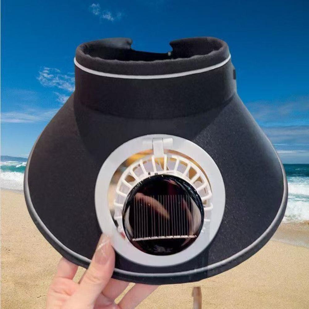 

Sun Protection Wide Brim Sun Hat Mesh Solar Fan Cap Summer Fan Sunhat Sun Protection чёрный