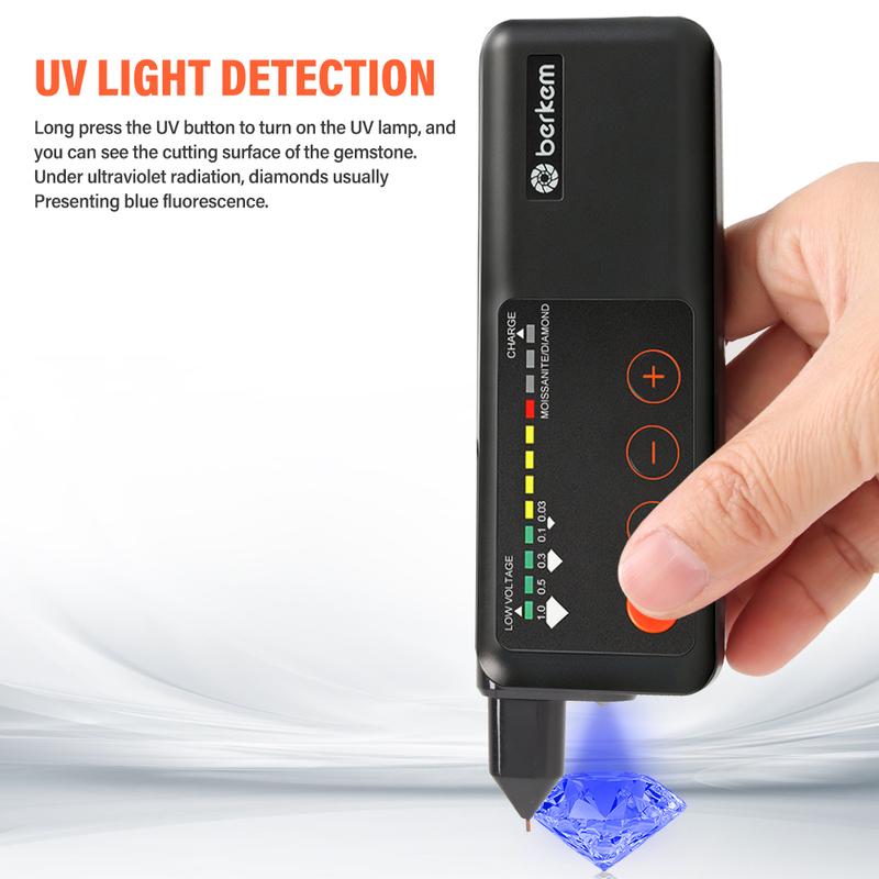 Yieryi Wiederaufladbarer Diamanttester Stift Moissanit Hohe Genauigkeit Schmuckauswahl Werkzeug mit UV-Licht Typ-C für Edelstein Stein