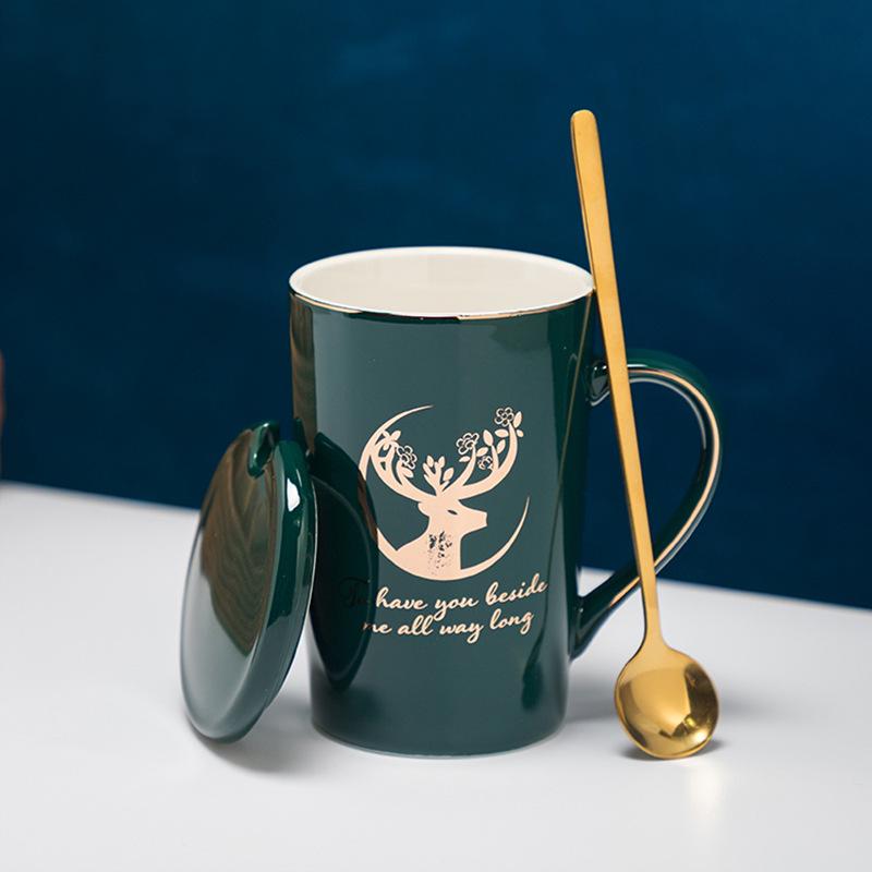 Ceramic Mug with Gold Rim, Tea Strainer, and Lid - Perfect Business Gift for Men and Women.