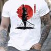 Men Japanese Samurai Graphic T-Shirt Bold Red Circle Sword Design Breathable Summer Short Sleeve