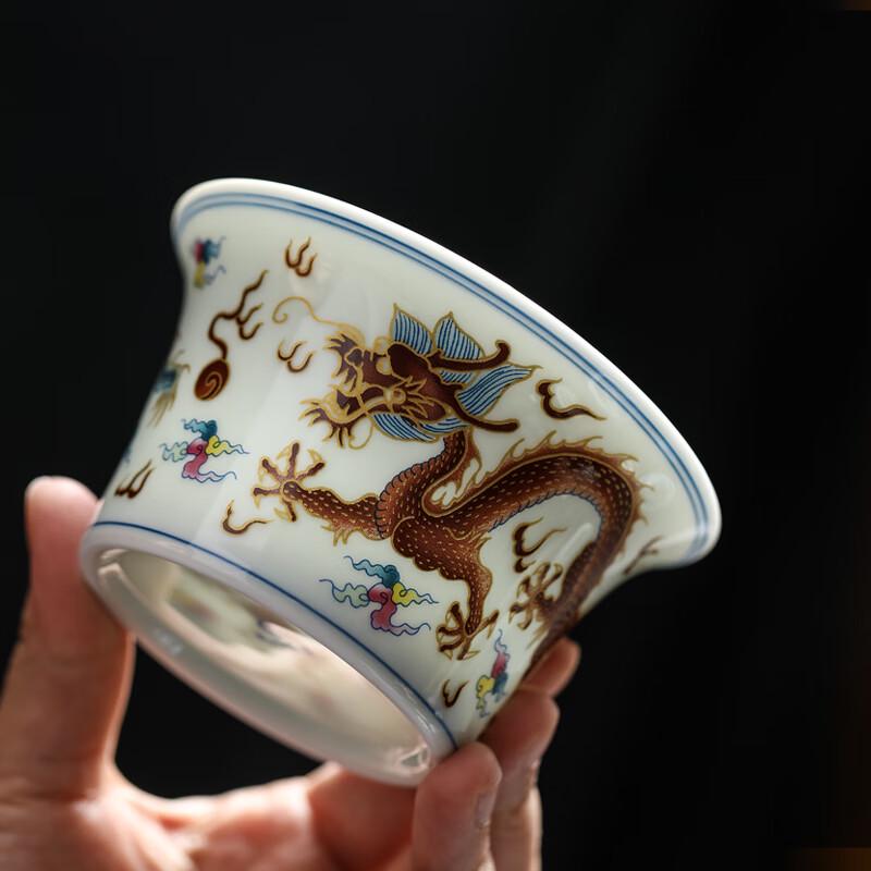 Hand-Painted Dragon Ceramic Gaiwan Tea Set