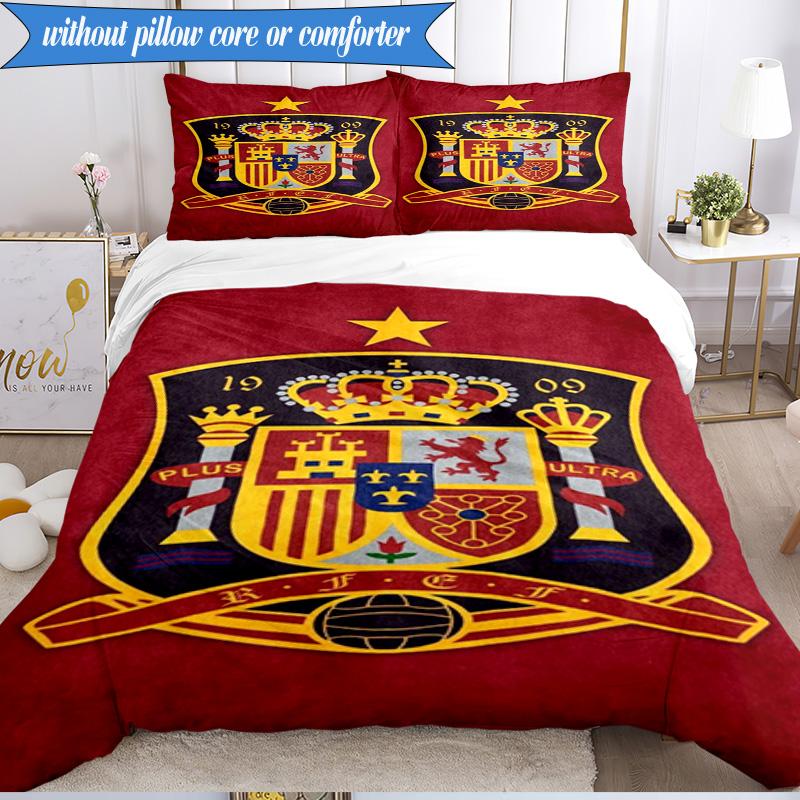 Set Biancheria da Letto 3 Pezzi con Stemma Calcio Spagnolo Gruppo Musicale K-pop, Ideale per Camera da Letto, Dormitorio, Include Copripiumino e 2 Federe, Regali per Fan
