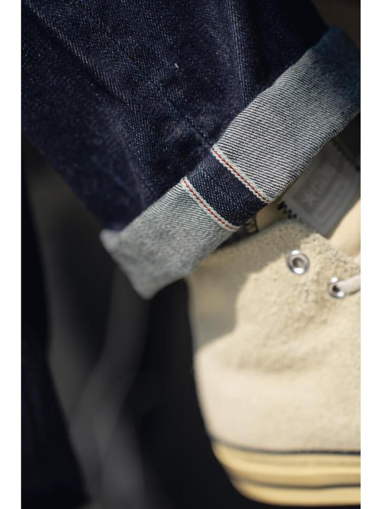 TRS Menswear | Men's Japanese Red Selvedge Denim Jeans, 14OZ Unsanforized, Low Crotch, Wide Leg Loose Fit
