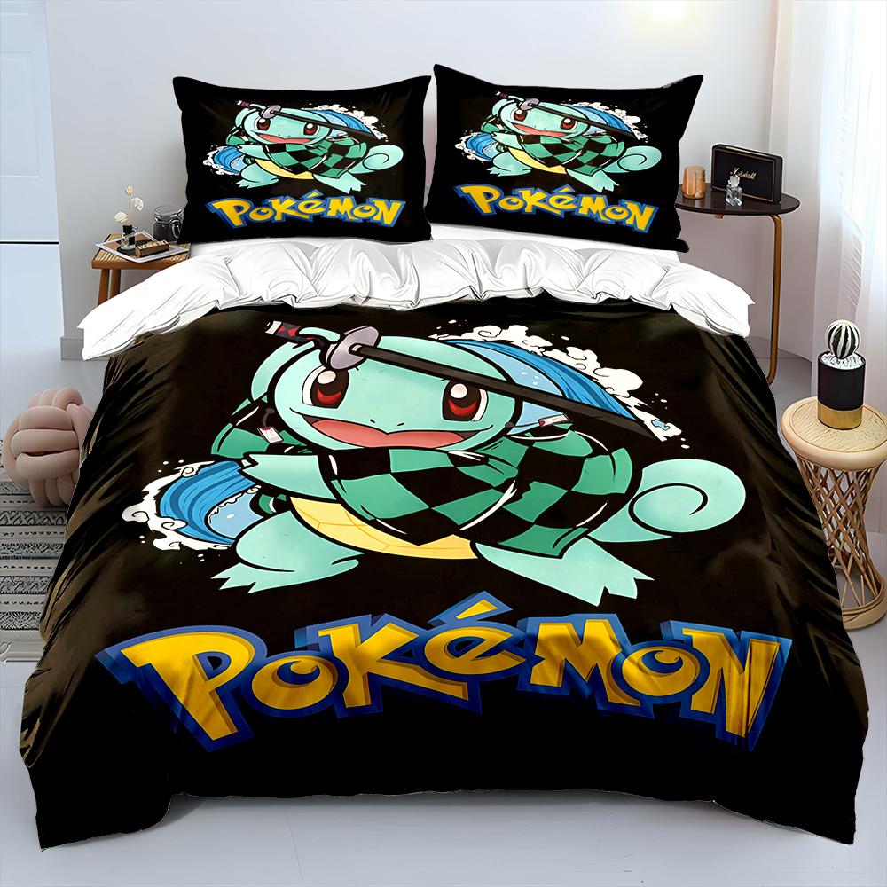 Anime Pokemon Squirtle Tištěný Měkký Povlak na Přikrývku Povlak na Polštář Ložní Souprava Děti Dospělí Pohodlná Postelová Souprava Jednolůžko King Ložní Souprava