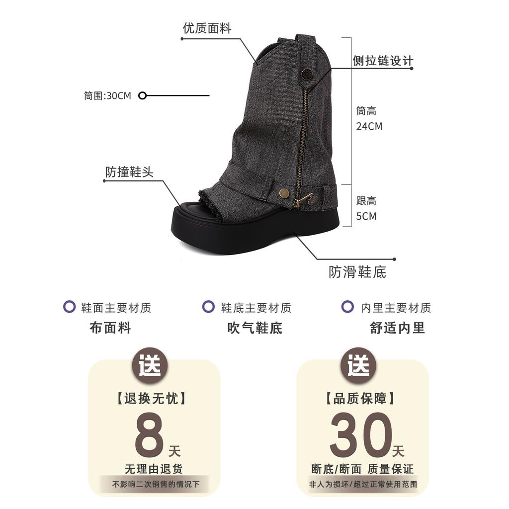 Fashion retro thick-soled two wear cool boots for women to wear in summer, new models for outer wear, versatile temperament sandals