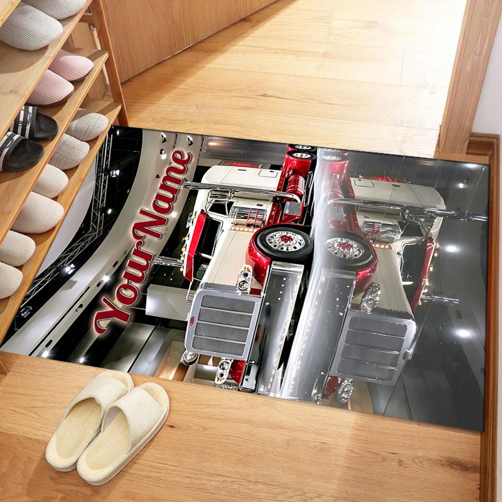 Peterbilt Heavy Trucks Customizable Name Area Rug Perfect for Game Room Living Rooms Foyer Balcony Anti-slip Rug Office home decor