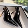 2025 New Pointed Head Temperament High Heels Female Royal Sister Style Patent Leather Sexy Gold Fine Heel High Sense Bag Head Single Shoes
