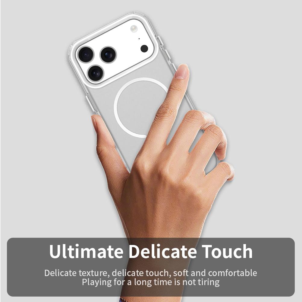 For iPhone 17 Pro Max C-shaped Magnetic Case Candy Color PC + TPU + PET Phone Cover