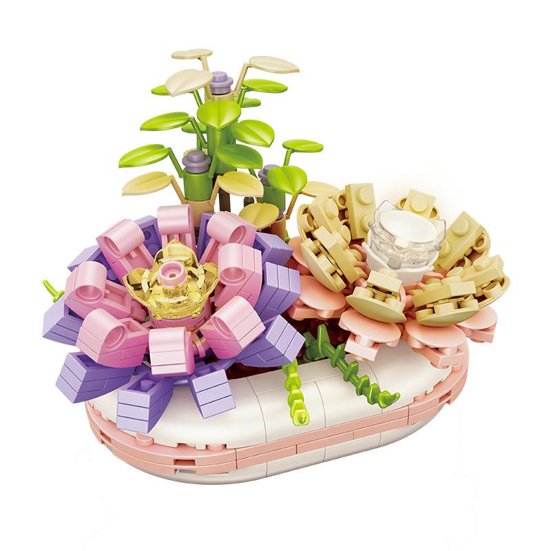 Yeni Yaratıcı Etli Saksı Bonsai Tuğla Şehir Çiçek Buketi Aydınlık Dekorasyon Yapı Taşı DIY Erkek Çocuk Oyuncakları Hediyeler