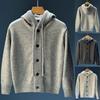 Cleanfit Grau Offener Strickcardigan Herren Locker Fauler Stil Strickmütze Pullover Lässige Mode Winter Oberbekleidung Bequem Verdickt