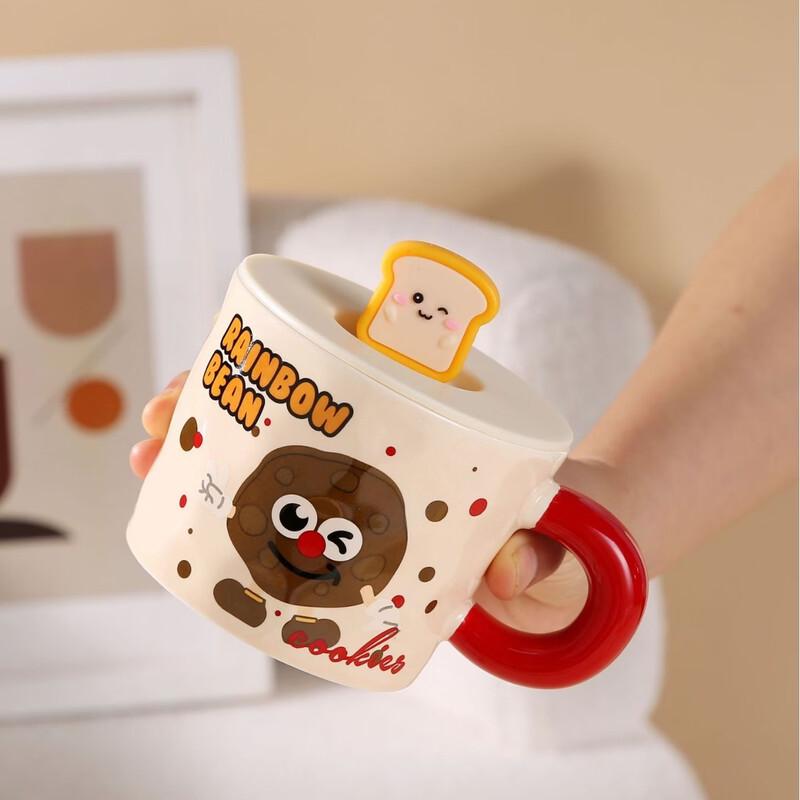 

OLOEY Cute Ceramic Mug with Lid and Spoon