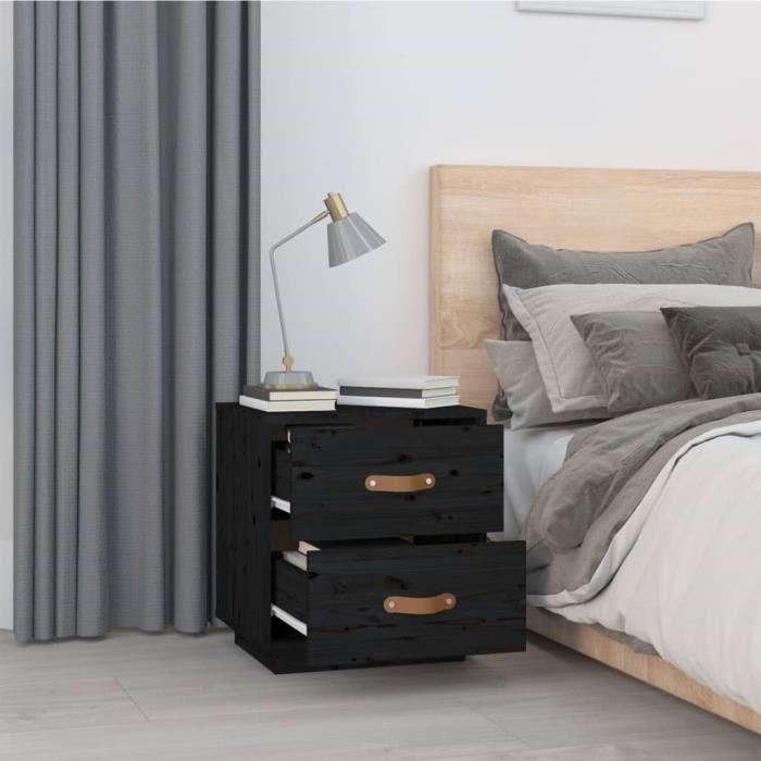 VidaXL Table de chevet Noir 40x34x45 cm Bois de pin massif818333