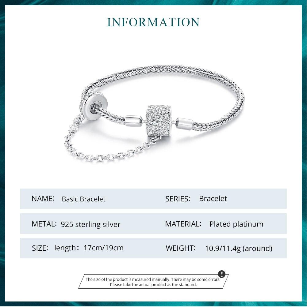 BAMOER autentyczne 925 Sterling Silver cyrkonia podstawowe Charm bransoletka dla kobiet koraliki i wisiorki Charms DIY biżuteria