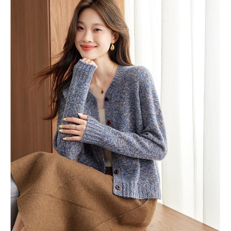 Srcr Women's Thick 100% Wool Short Knit Cardigan