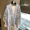 Spring and Autumn Korean Version of Floral Imitation Suet Velvet Scarf Women's Versatile Beach Scarf Shawl Simple and Fashionable Outer Scarf Shawl