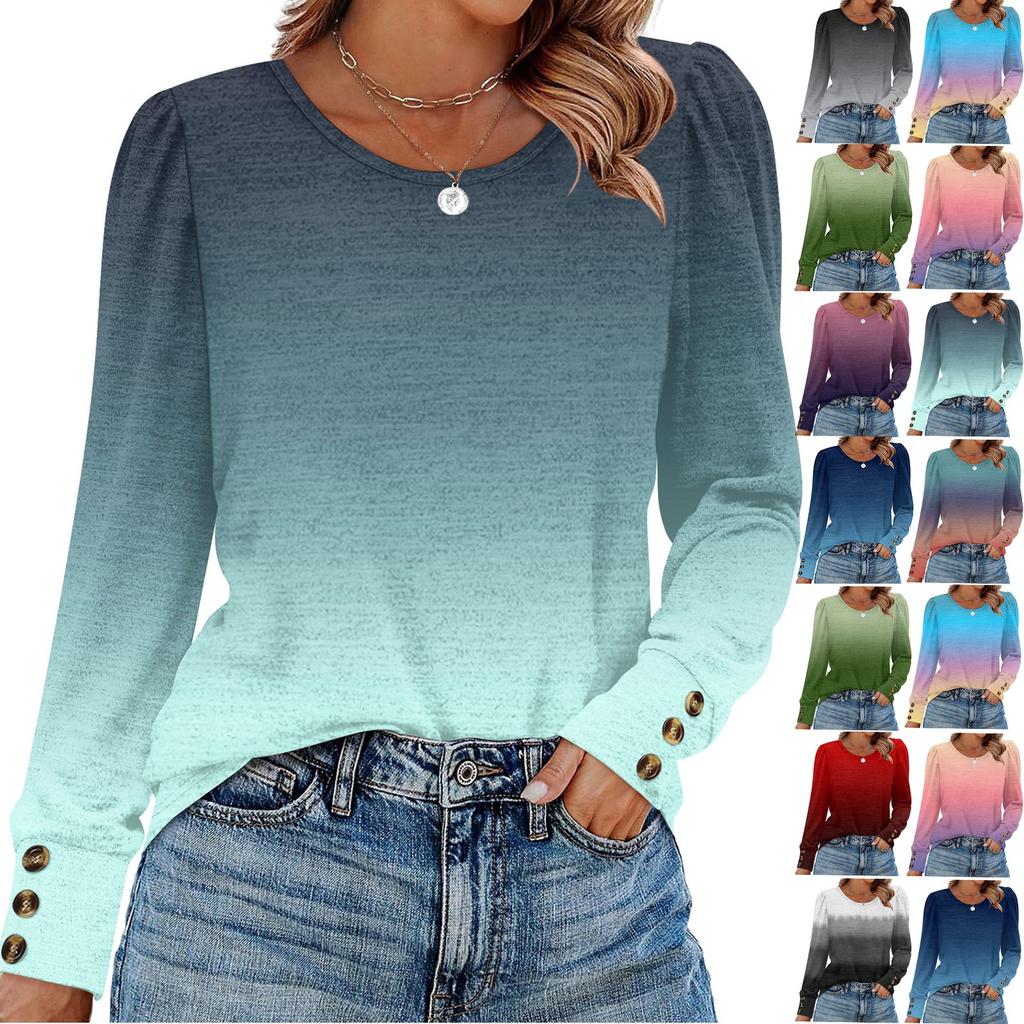 Women's gradient fashion long-sleeved top