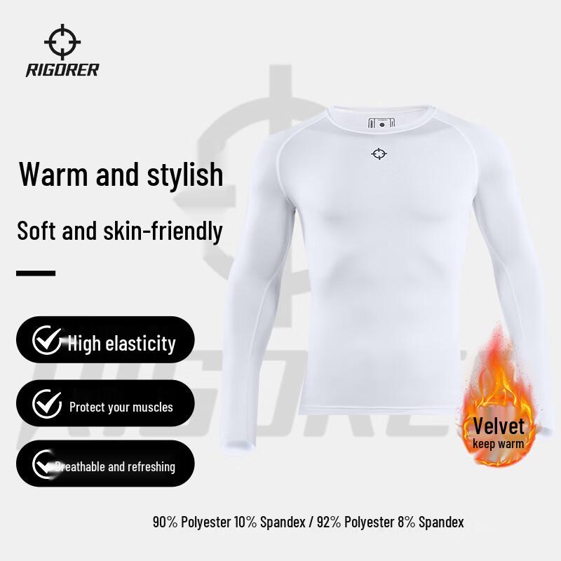 ZHUNZHE Men s Fleece-Lined Compression Long-Sleeve Shirt L