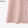 ZANZEA Women Casual Round Neck Elegant Summer Short Sleeve Dress