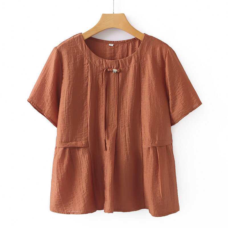 

2026 Chinese Style Midlife Summer Outfit: Short-Sleeve Top, Age-Defying & Flattering 5XL [145-160 lbs]