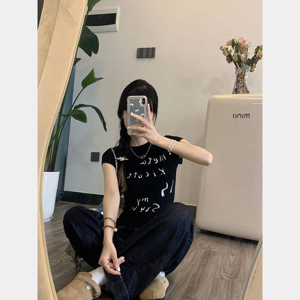 Internet Celebrities Popular Letter Short-sleeved T-shirt Women, Summer New Slim and Thin Printed Top