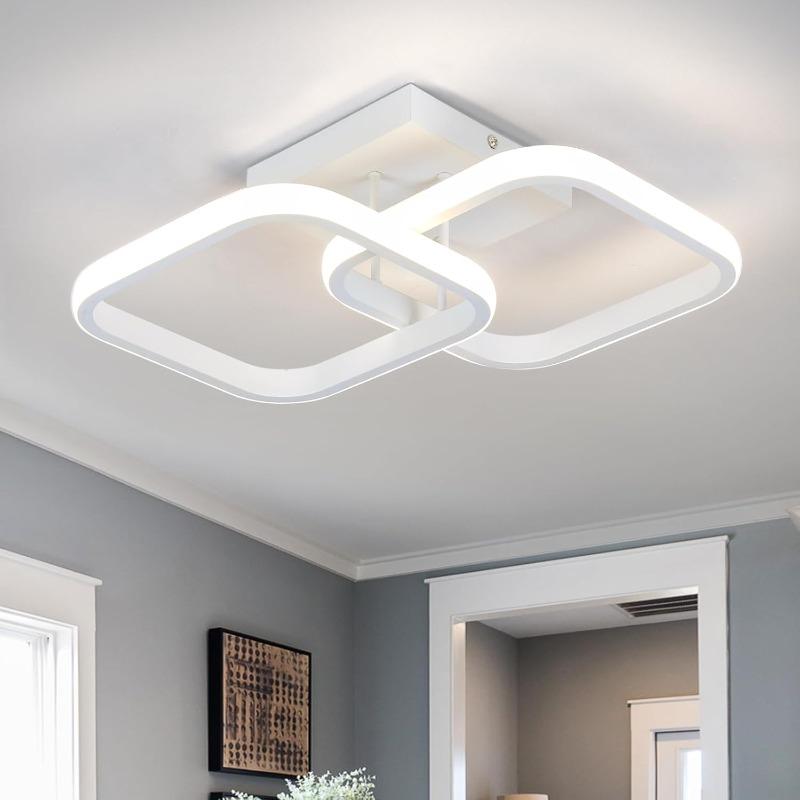 LED Ceiling Light Fixture 4500K Modern Black Square Close to Ceiling Lamp for Bathroom Bedroom Kitchen Balcony Stair Hallway Lighting