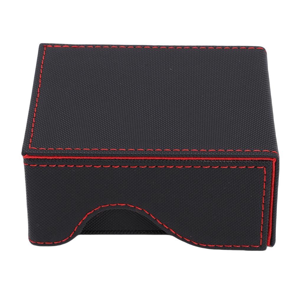 Dice Tower and Tray PU Leather Foldable Portable Dice Rolling Tower with Dice for Tabletop Games Black Red