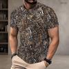 Men Plus Size Round Neck Short Sleeve T Shirt Classic Full Leopard Pattern Summer Hip Hop Casual Daily Tops