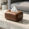 Small Storage Box for Cotton Pads Solid Wood Tissue Box, Rectangular Wooden Dispenser, Flip Top Holder Lid Napkin Case Living Room Bedroom And