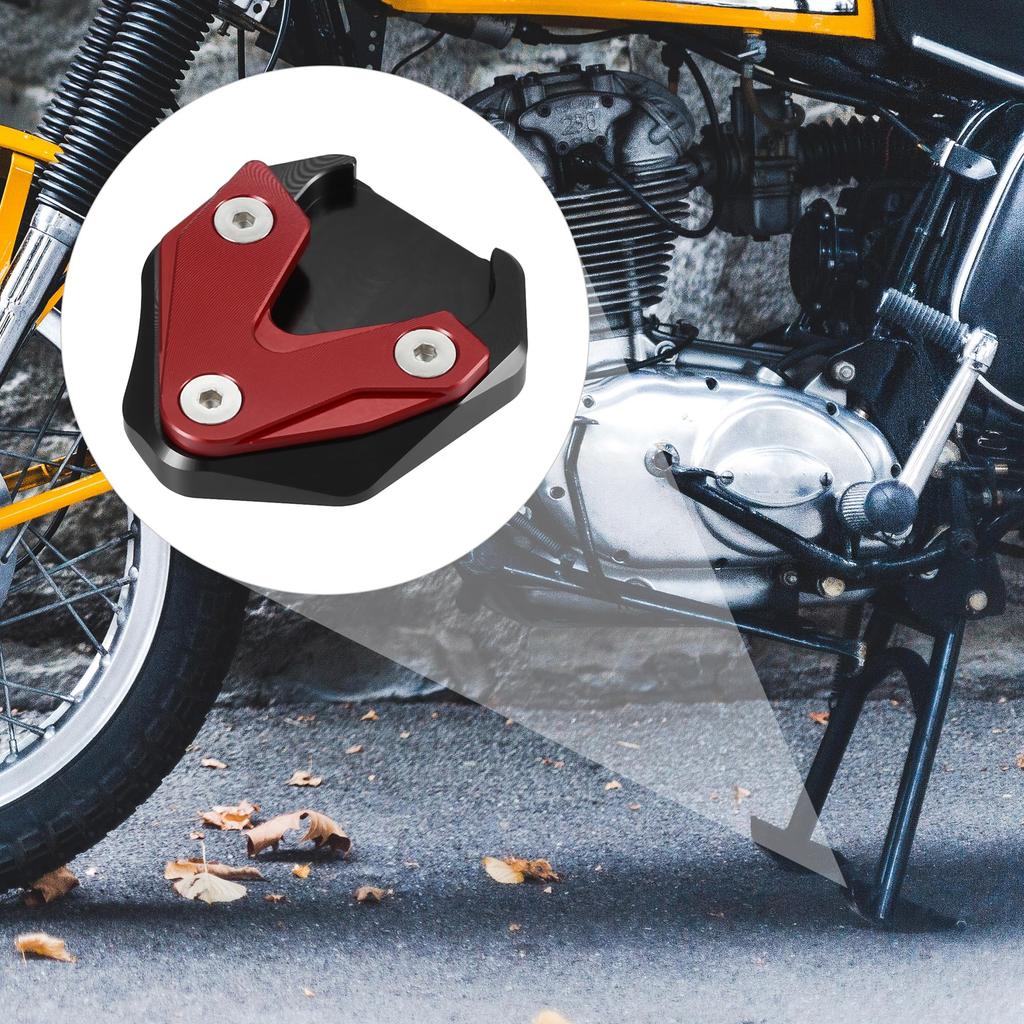 X AUTOHAUX Motorcycle Kickstand Extension Enlarger Pad Side Stand Support Plate for Honda CB1300 2020-2023 (Black/Red)