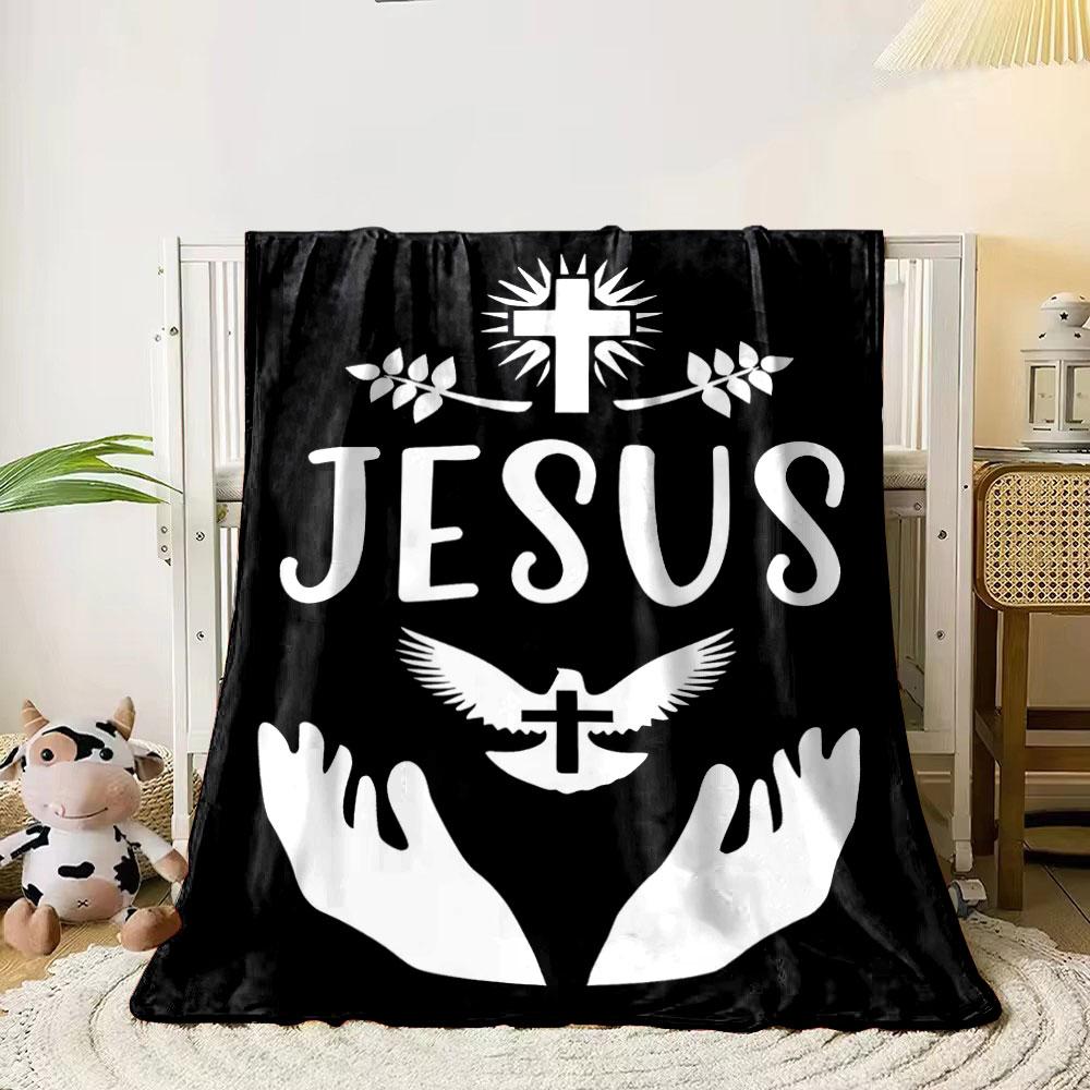Jesus Cross Dove Blanket Printed Blanket for Living Room Bed Couch Lunch Break Soft Cozy Blanket for Friend's Festival Gift