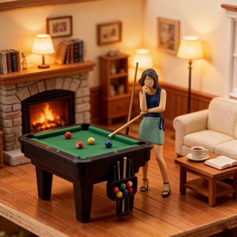 1:64 Scale Miniature Billiard Player And Lady Resin Figurine For Home Decors And Collectibles Railway Layouts Decors