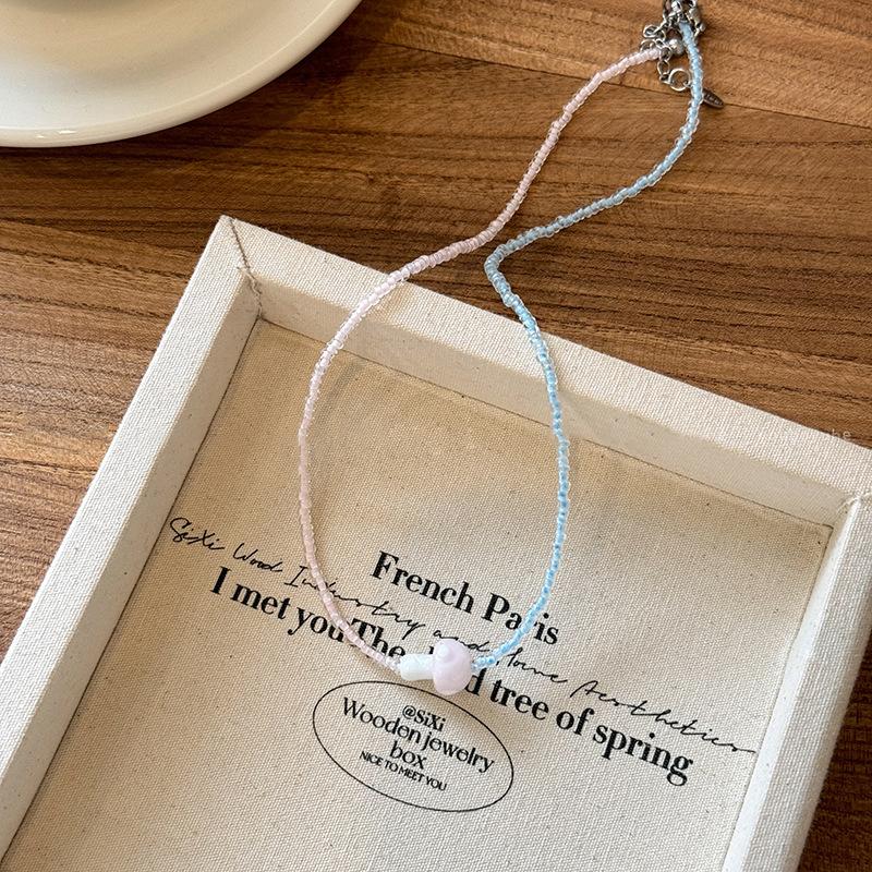 

Ожерелье-подвеска в виде гриба из глазурованных бусин, нишевое, детское, универсальное, цепочка на ключицу, модная высококачественная бижутерия для женщин