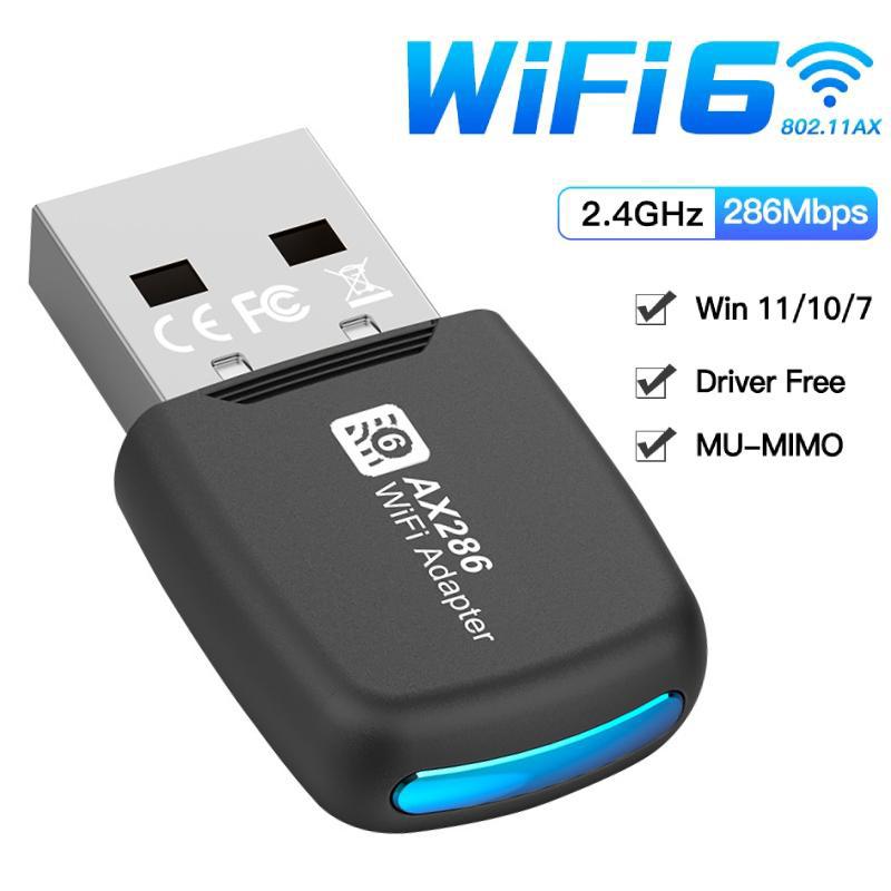

USB WIFI 6 адаптер 286 Мбіт/с Бездротова мережева карта Міні бездротовий приймач для ПК/ноутбука Для Win7/10/11 Безкоштовний драйвер