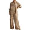 2026 Summer European & American Women's Cotton-Linen Two-Piece: Loose Casual Suit with Irregular Hem