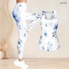 Women Plus Size Two Piece Set Scoop Neck Sleeveless Floral Printed Tank Top And Fitted Pants