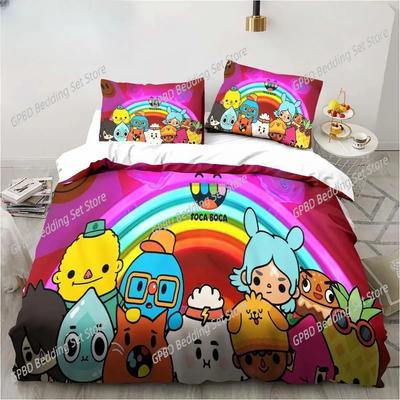 3D Cartoon Game Toca Life World Bedding Set 3D Printed Suitable For Bedroom Duvet Cover Set With Pillowcases Kids Home Textile
