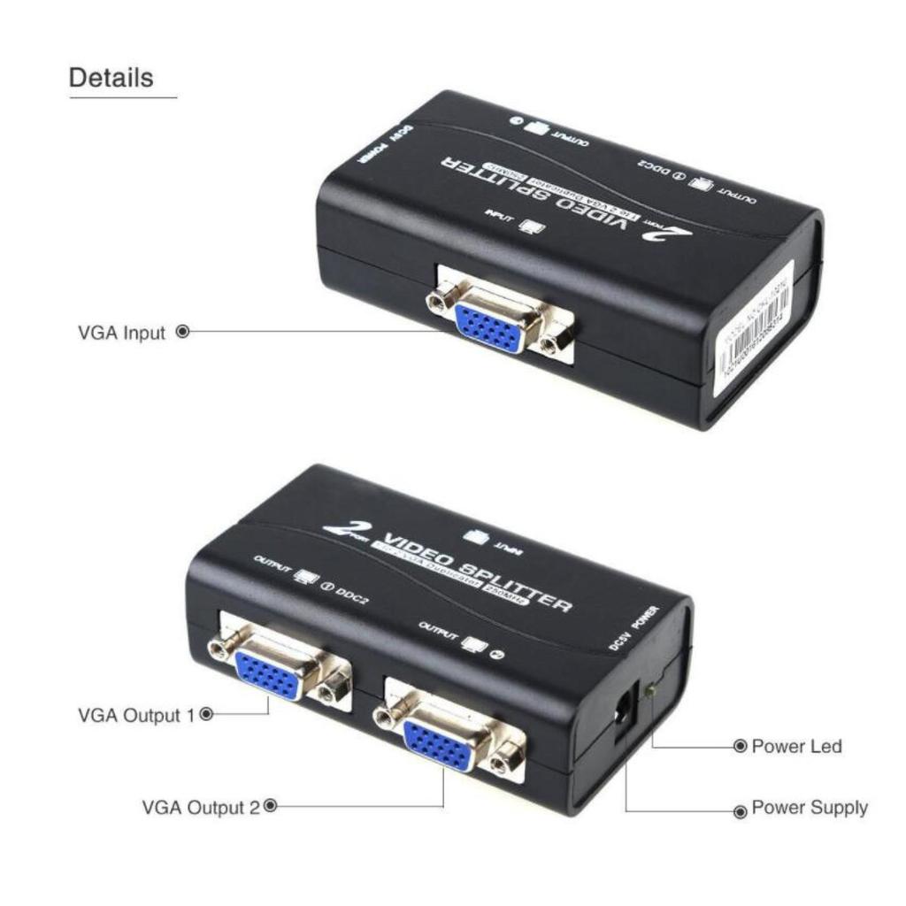 2 Ports VGA Switcher Splitter 2 Ways VGA Video Switch Adapter Converter Box for PC Monitor Accessories